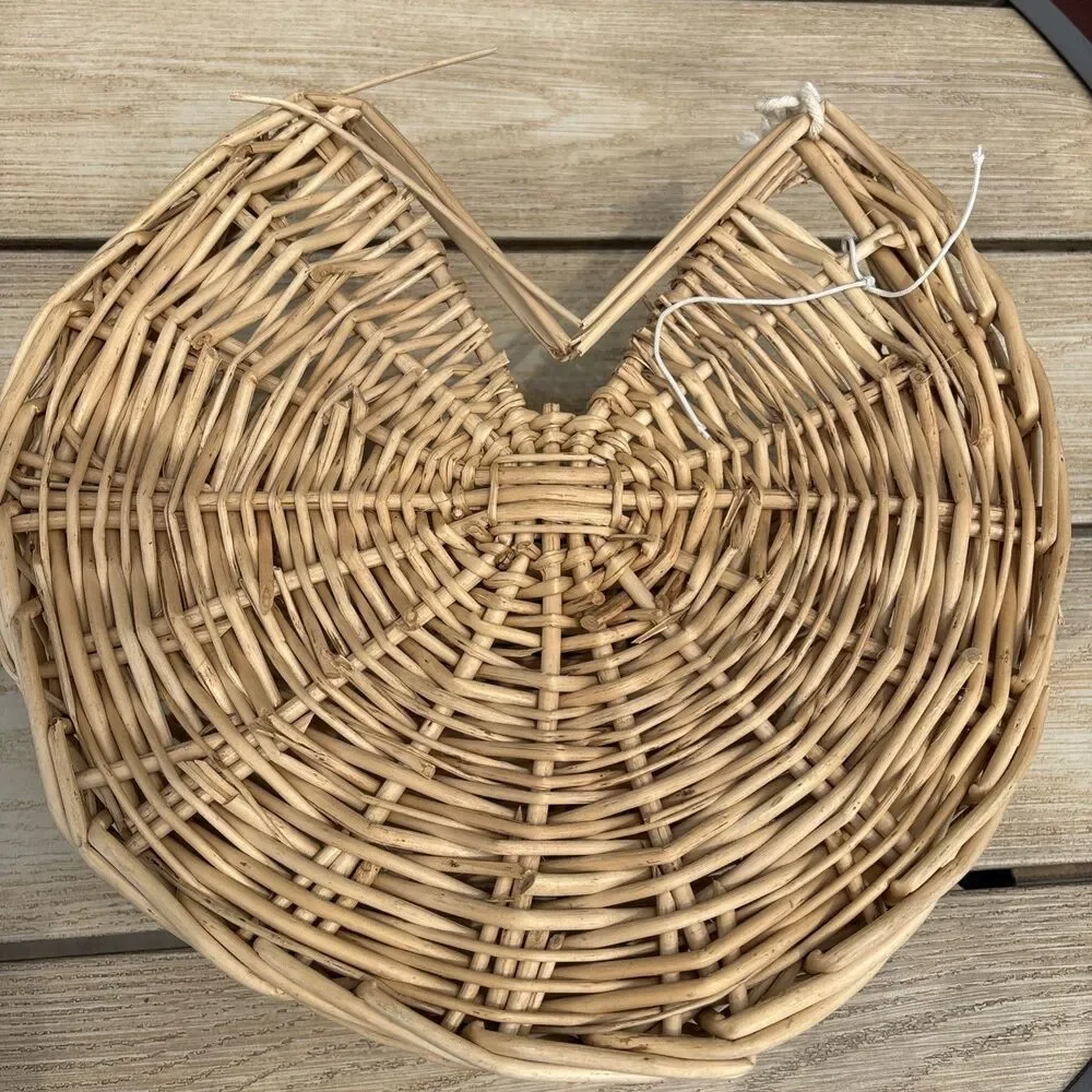 Wall Hanging Pocket Basket Woven Wicker Rustic French Country Farmhouse 10x14